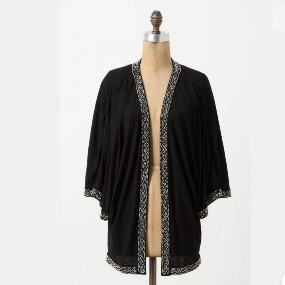 Anthropologie Leifnotes Twirled Trim Cardigan